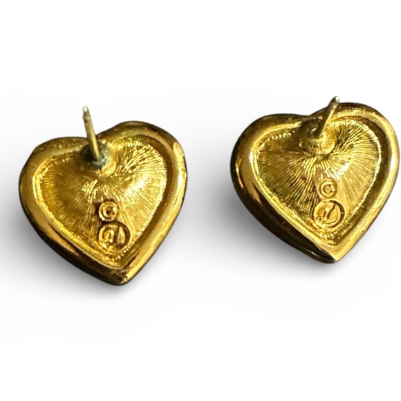 Swarovski Gold Red Heart-Shaped Red Earrings - Picture 2 of 2